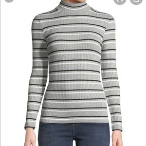 FRAME Striped Ribbed-Knit Turtleneck